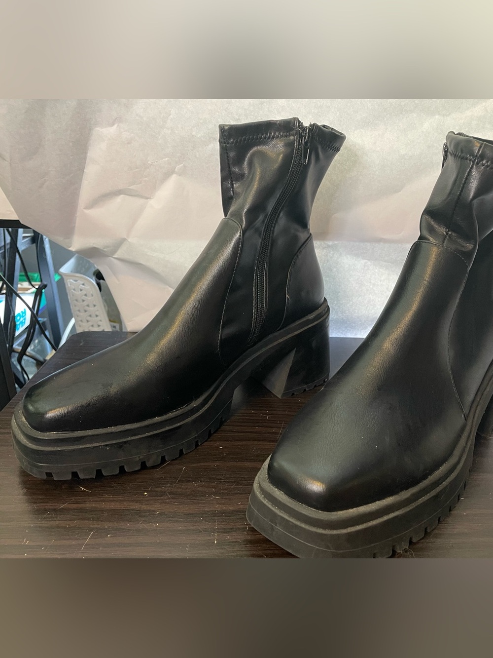Madden Girl Black Chunky Platform Ankle Boots